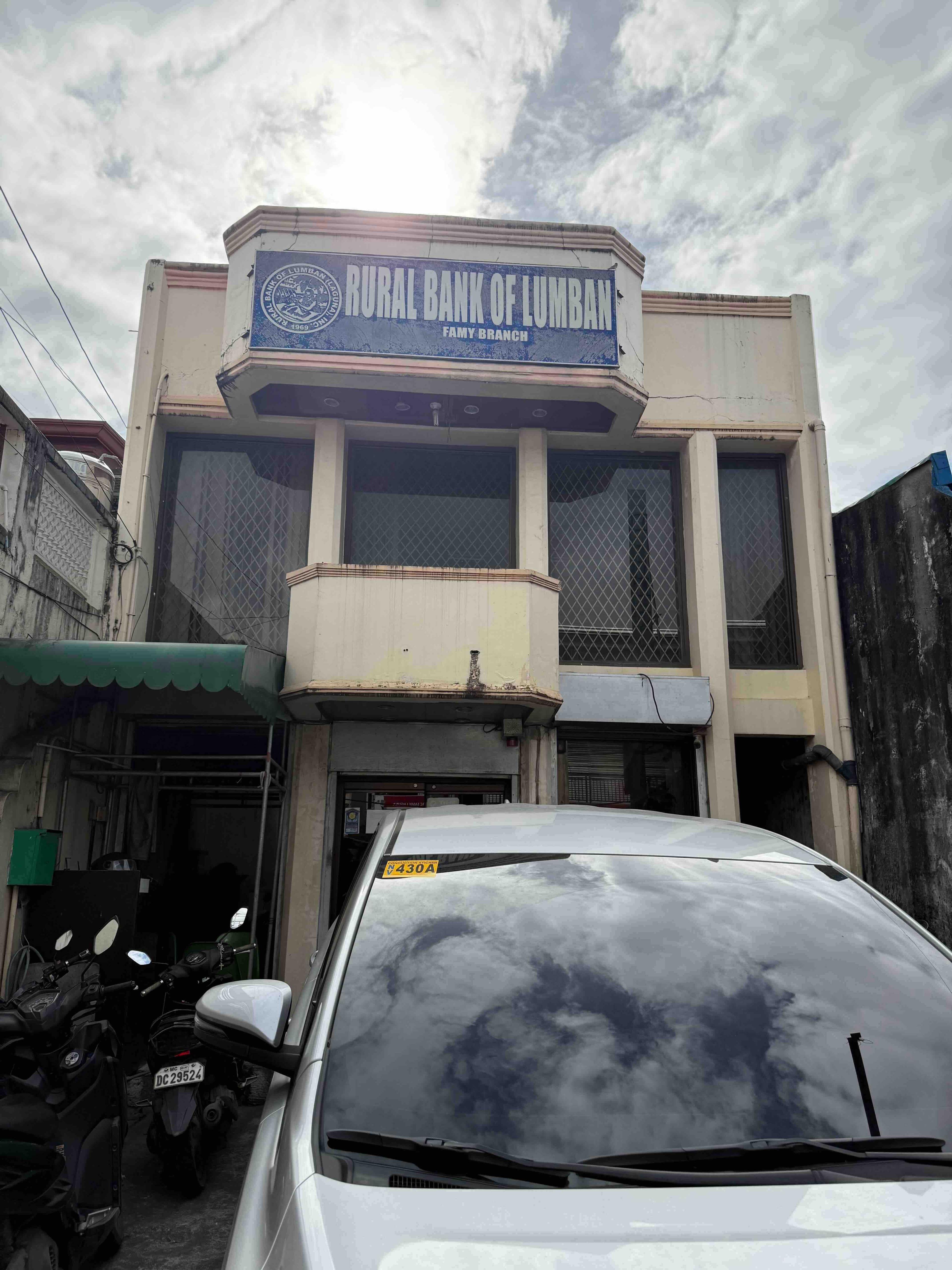 The front facade of the Rural Bank of Lumban Famy branch.